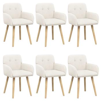 Esszimmerstühle 6 Stk. Bouclé Creme 59 x 57 x 85 cm
