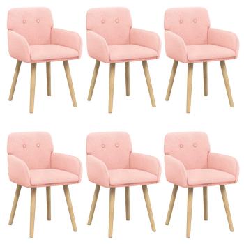 Esszimmerstühle 6 Stk. Bouclé Rosa 59 x 57 x 85 cm