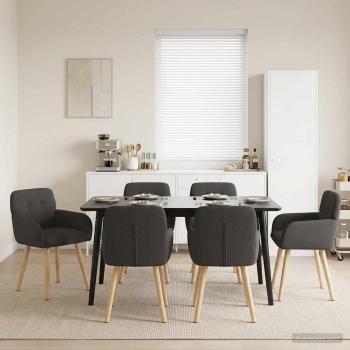 ARDEBO.de - Esszimmerstühle 6 stk. Bouclé Dunkelgrau 59 x 56,5 x 85 cm