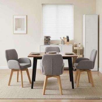 ARDEBO.de - Drehstuhl Esszimmer 4 stk. Bouclé Hellgrau 54 x 58 x 87 cm