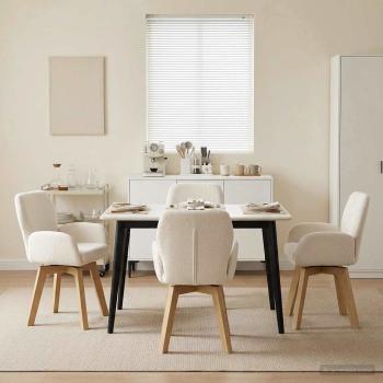 ARDEBO.de - Drehstuhl Esszimmer 4 Stk. Bouclé Creme 54 x 58 x 87 cm