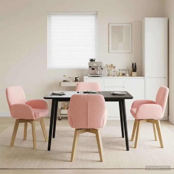 ARDEBO.de - Drehstuhl Esszimmer 4 stk. Bouclé Rosa 54 x 58 x 87 cm