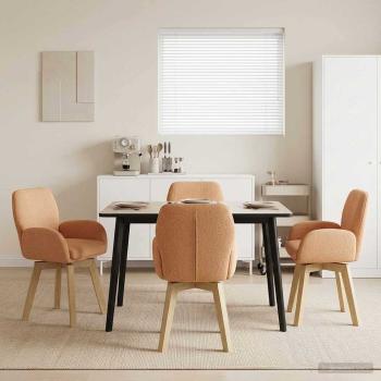 ARDEBO.de - Drehstuhl Esszimmer 4 Stk. Bouclé Beige 54 x 58 x 87 cm