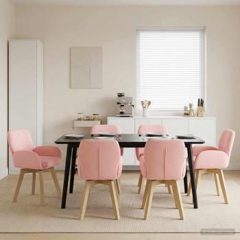 ARDEBO.de - Drehstuhl Esszimmer 6 Stk. Bouclé Rosa 54 x 58 x 87 cm