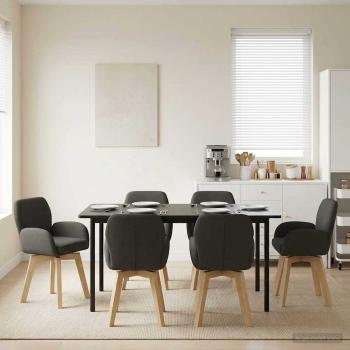 ARDEBO.de - Drehstuhl Esszimmer 6 Stk. Bouclé Dunkelgrau 54 x 58 x 87 cm