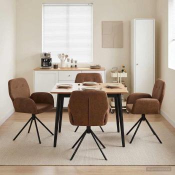 ARDEBO.de - Drehstuhl Esszimmer 4 Stk. Kunstwildleder Braun 54 x 55 x 86 cm