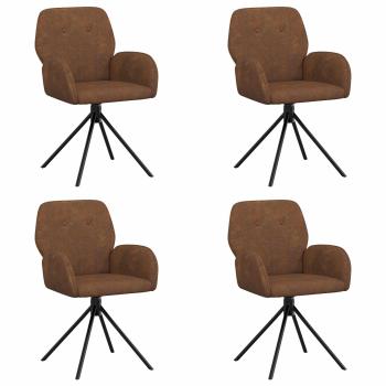Drehstuhl Esszimmer 4 Stk. Kunstwildleder Braun 54 x 55 x 86 cm