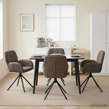 ARDEBO.de - Drehstuhl Esszimmer 4 stk. Kunstwildleder Dunkelgrau