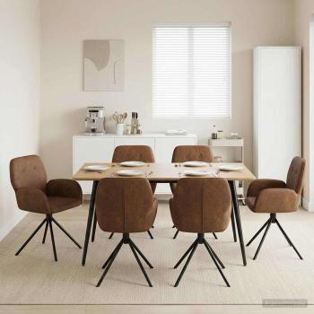 ARDEBO.de - Drehstuhl Esszimmer 6 stk. Kunstwildleder Braun 54 x 55 x 86 cm