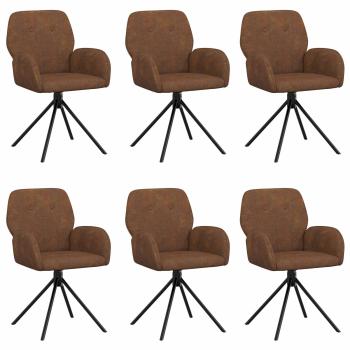 Drehstuhl Esszimmer 6 stk. Kunstwildleder Braun 54 x 55 x 86 cm