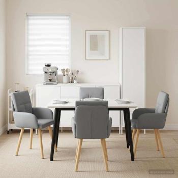 ARDEBO.de - Esszimmerstühle 4 Stk. Stoff Hellgrau 60 x 56 x 96 cm