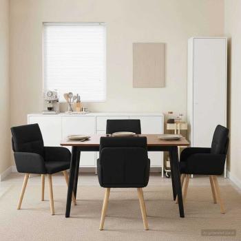 ARDEBO.de - Esszimmerstühle 4 Stk. Stoff Schwarz 60 x 56 x 96 cm
