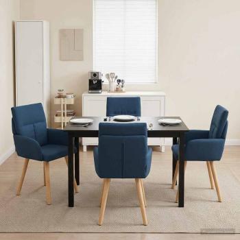 ARDEBO.de - Esszimmerstühle 4 Stk. Stoff Blau 60 x 56 x 96 cm