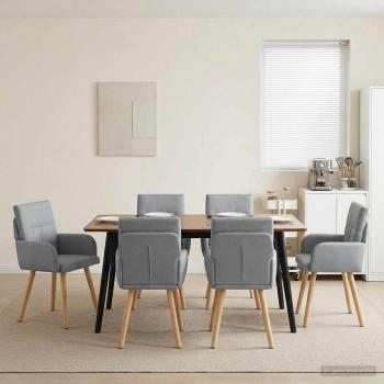 ARDEBO.de - Esszimmerstühle 6 stk. Stoff Hellgrau 60 x 56 x 93 cm