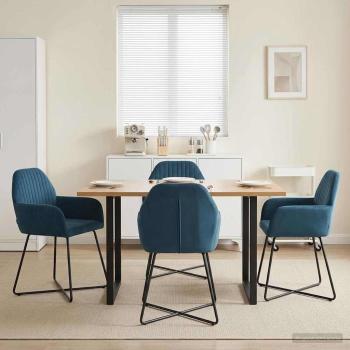 ARDEBO.de - Esszimmerstühle 4 stk. Samt Blau 55 x 50 x 84 cm