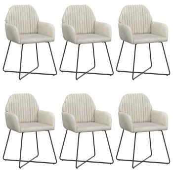 Esszimmerstühle 6 Stk. Samt Creme 55 x 50 x 84 cm