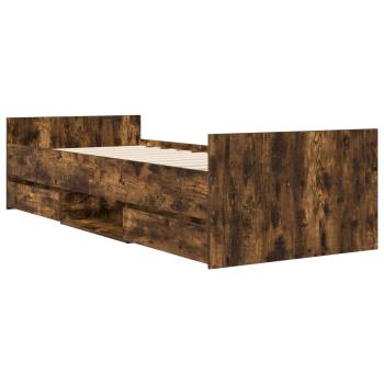 Bettrahmen mit Schubladen Geräucherte Eiche Holzwerkstoff