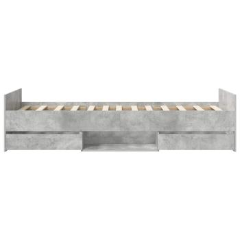 Bettrahmen mit Schubladen mit Kopfteil Betongrau Holzwerkstoff