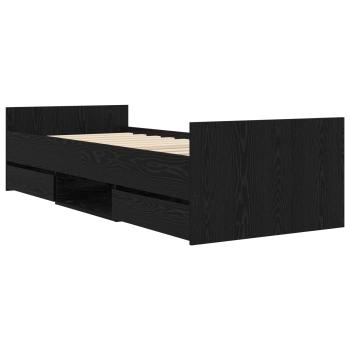 Bettrahmen mit Schubladen Schwarze Eiche Holzwerkstoff