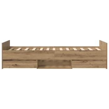 Bettrahmen mit Schubladen Kunsthandwerk Eiche Holzwerkstoff