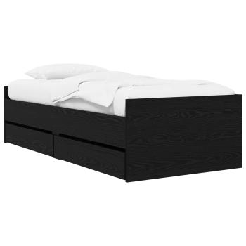 Bettrahmen mit Schubladen Schwarze Eiche Massives Kiefernholz