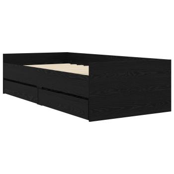 Bettrahmen mit Schubladen Schwarze Eiche Massives Kiefernholz