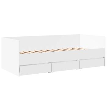 Tagesbett mit Schubladen mit Kopfteil Weiß Holzwerkstoff