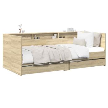 Tagesbett mit Schubladen mit Regal Sonoma-Eiche Holzwerkstoff
