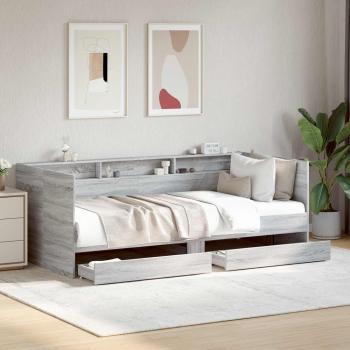 ARDEBO.de - Tagesbett mit Schubladen mit Regal Grau Sonoma Holzwerkstoff