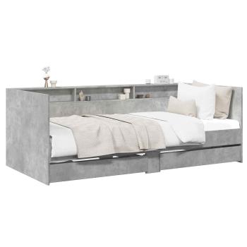 Tagesbett mit Schubladen mit Regal Betongrau Holzwerkstoff
