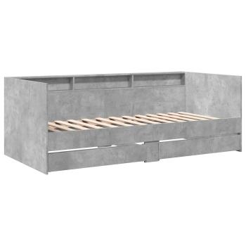Tagesbett mit Schubladen mit Regal Betongrau Holzwerkstoff