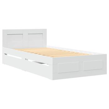 Bettrahmen mit Schubladen 2 stk. Weiß Holzwerkstoff