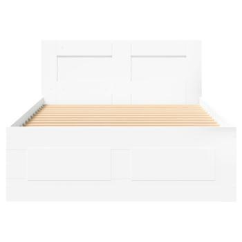 Bettrahmen mit Schubladen 2 stk. Weiß Holzwerkstoff