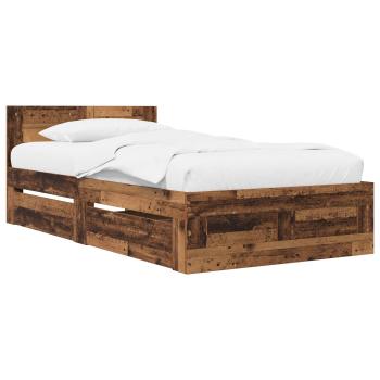 Bettrahmen mit Schubladen 2 stk. Altholz Holzwerkstoff