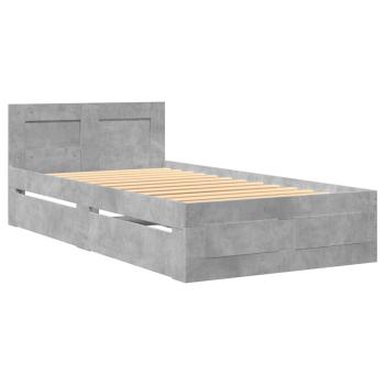Bettrahmen mit Schubladen 2 stk. Betongrau Holzwerkstoff