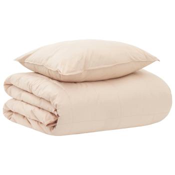 ARDEBO.de - Bettwäsche-Set Beige 135 x 200 cm Baumwolle, Kapok, Polyester