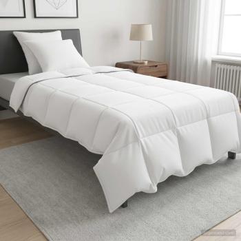 ARDEBO.de - Bettwäsche-Set mit Kissen Weiß 135 x 220 cm Polyester, Bambus