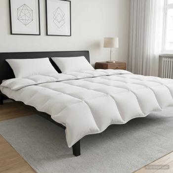 ARDEBO.de - Bettwäsche-Set mit Kissen Weiß 240 x 220 cm Polyester, Bambus