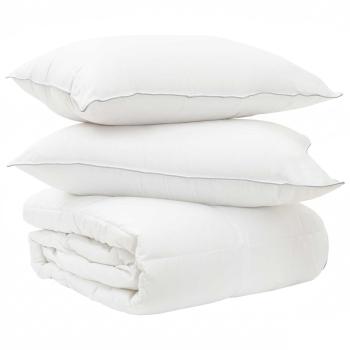 ARDEBO.de - Bettwäsche-Set mit Kissen Weiß 260 x 240 cm Polyester, Bambus