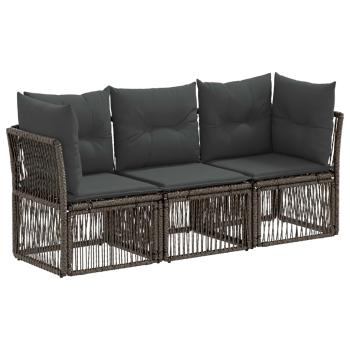ARDEBO.de - Gartensofa-set 3 stk. Grau Poly-Rattan