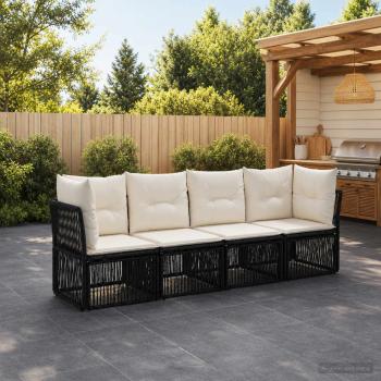 ARDEBO.de - Gartensofa-set 4 stk. Schwarz Poly-Rattan