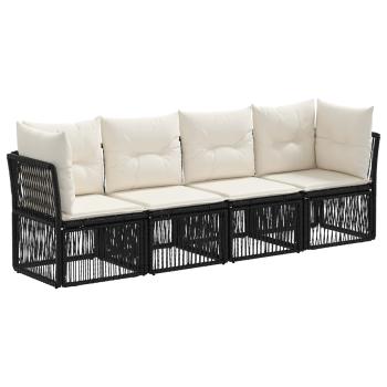 Gartensofa-set 4 stk. Schwarz Poly-Rattan