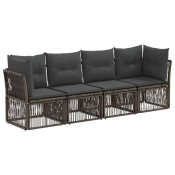 Gartensofa-set 4 stk. Grau Poly-Rattan