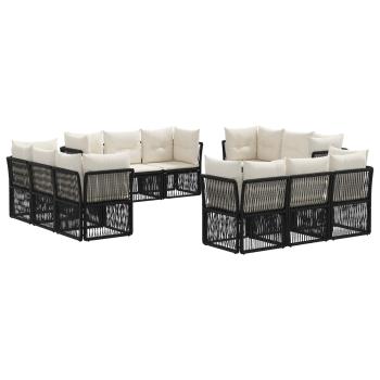 Gartensofa-set 12 stk. Schwarz Poly-Rattan