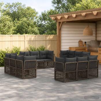 ARDEBO.de - Gartensofa-set 12 Stk. Grau Poly-Rattan
