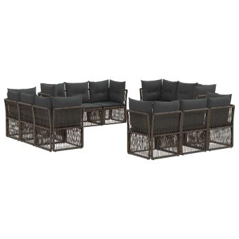 Gartensofa-set 12 Stk. Grau Poly-Rattan