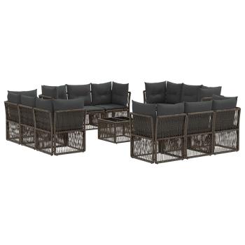 Gartensofa-set 13 stk. Grau Poly-Rattan