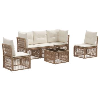 Gartensofa-set 6 Stk. Beige Poly-Rattan