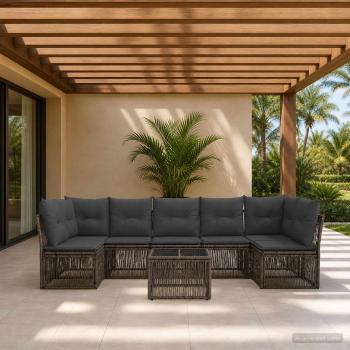 ARDEBO.de - Gartensofa-set 8 Stk. Grau Poly-Rattan