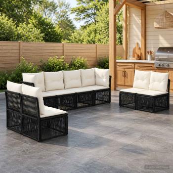 ARDEBO.de - Gartensofa-set 8 stk. Schwarz Poly-Rattan